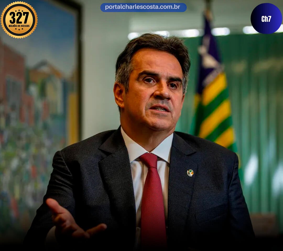 Ciro em seu escritório com bandeira do Brasil ao fundo