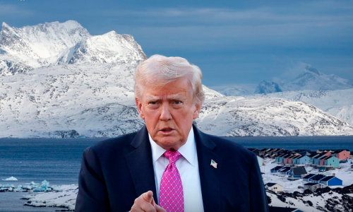 Trump em frente as geleiras da Groenlândia