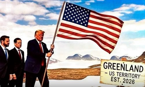 trump usa imagem de ia fincando bandeira dos eua na groenlândia (1)